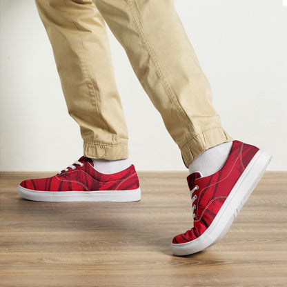 Red jersey pattern Men’s lace-up canvas shoes