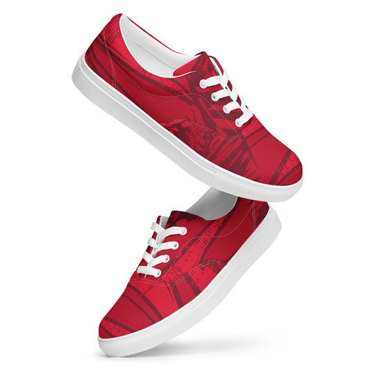 Red jersey pattern Men’s lace-up canvas shoes