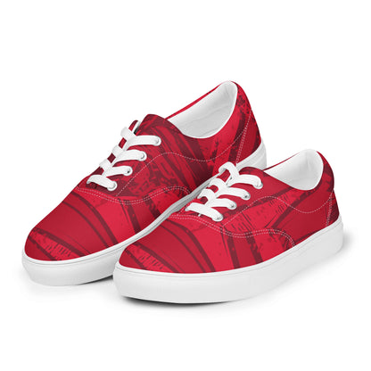 Red jersey pattern Men’s lace-up canvas shoes