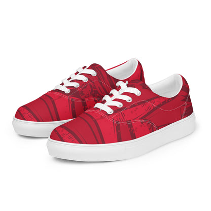 Red jersey pattern Men’s lace-up canvas shoes