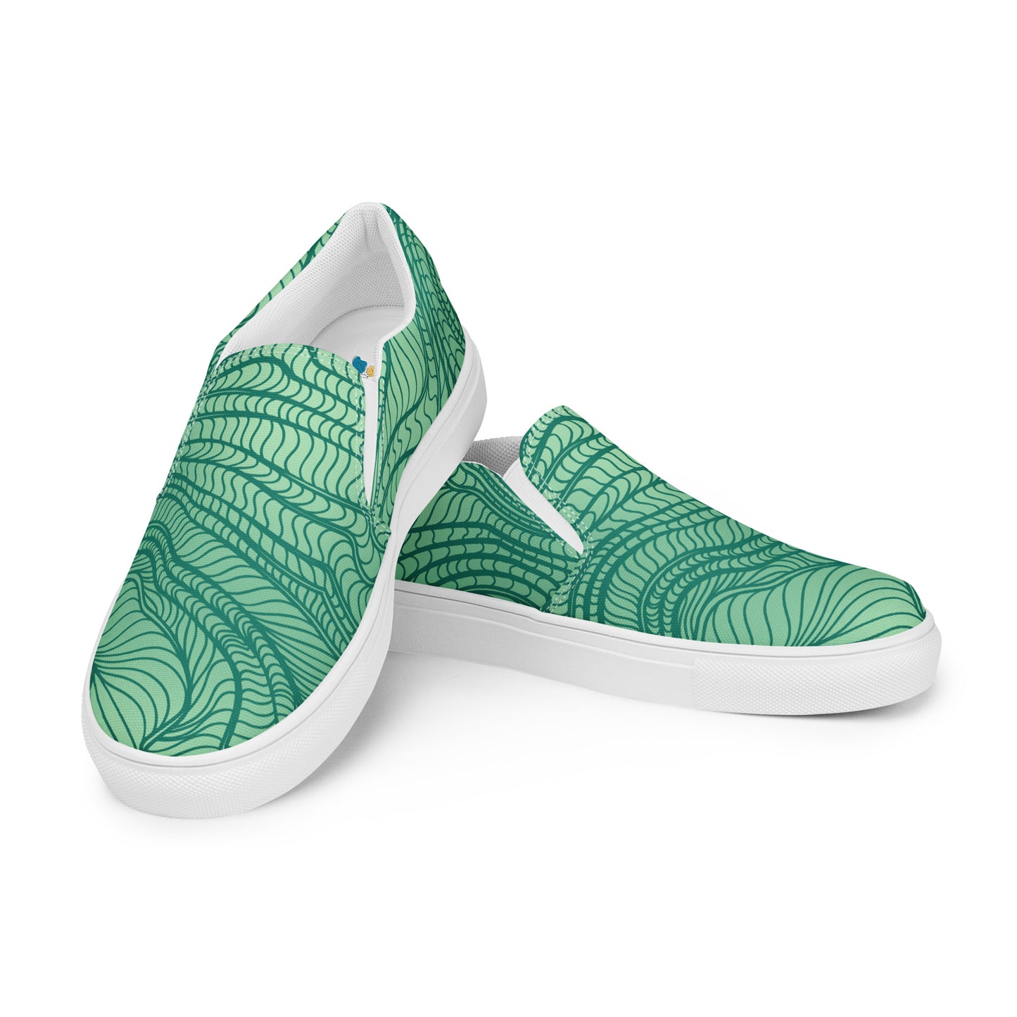 waves pattern Men’s slip-on canvas shoes