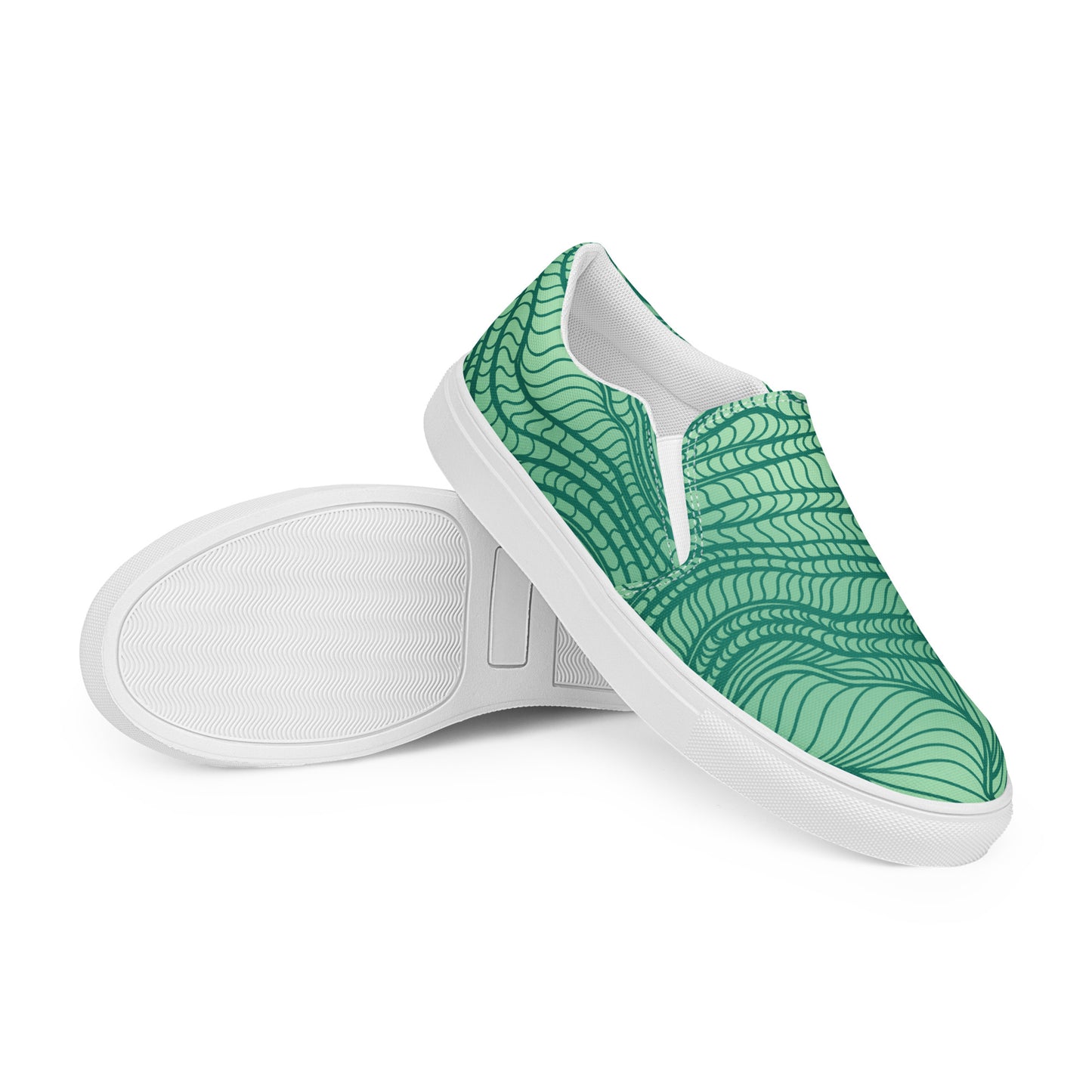 waves pattern Men’s slip-on canvas shoes