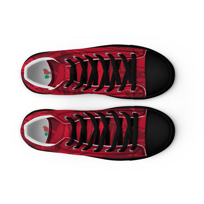 Black Red jersey pattern Women’s high top canvas shoes