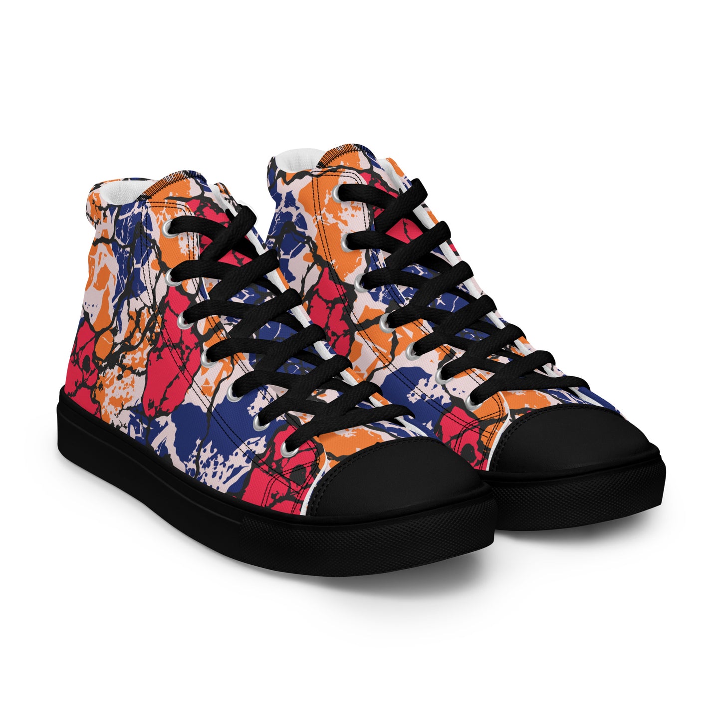 Black Chromatic Veins Women’s high top canvas shoes