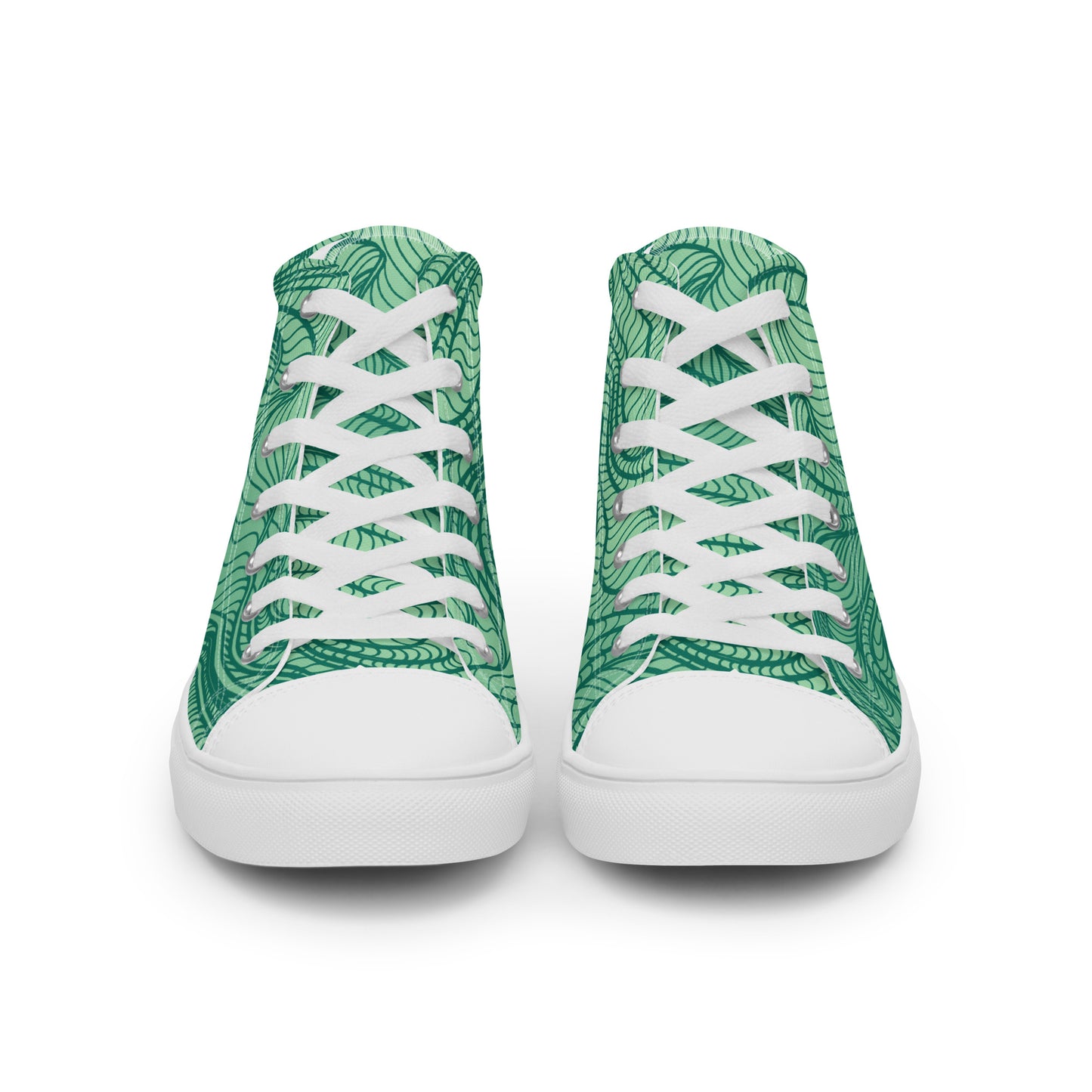 White waves pattern Women’s high top canvas shoes