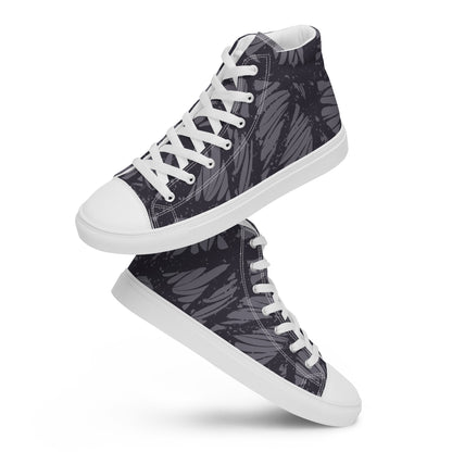 White Gray Veins Women’s high top canvas shoes