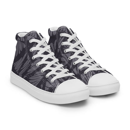 White Gray Veins Women’s high top canvas shoes