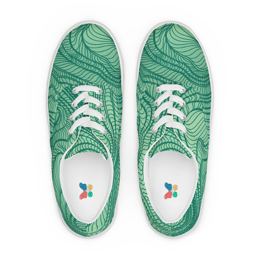 waves pattern Women’s lace-up canvas shoes