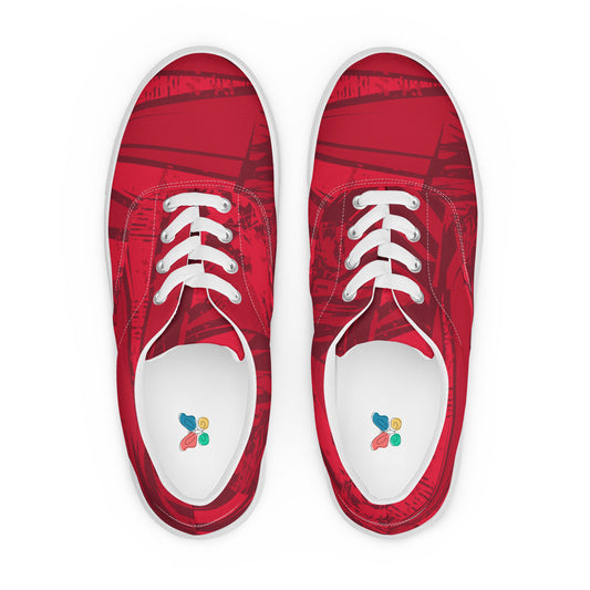 Red jersey pattern Women’s lace-up canvas shoes