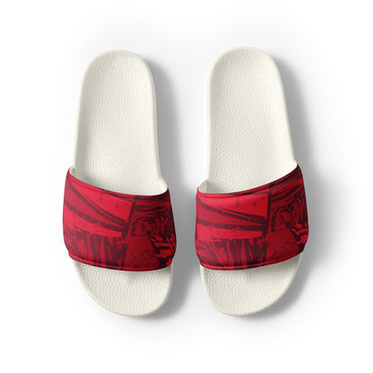 Red jersey pattern Women's slides