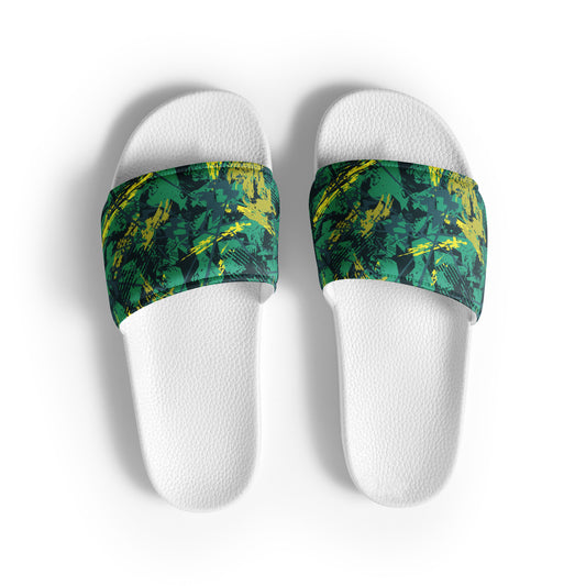 green yellow jersey pattern Women's slides