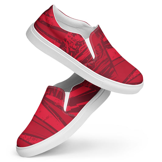 Red jersey pattern Women’s slip-on canvas shoes