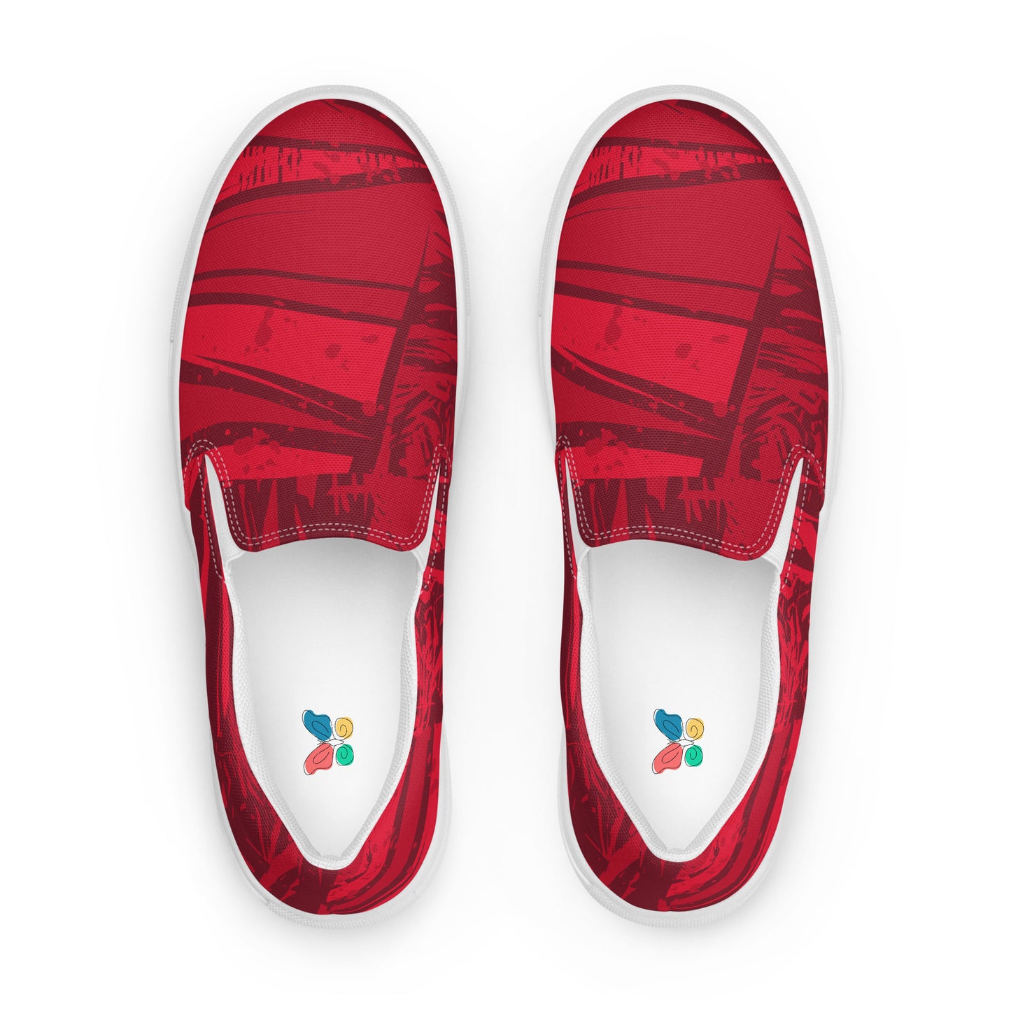 Red jersey pattern Women’s slip-on canvas shoes