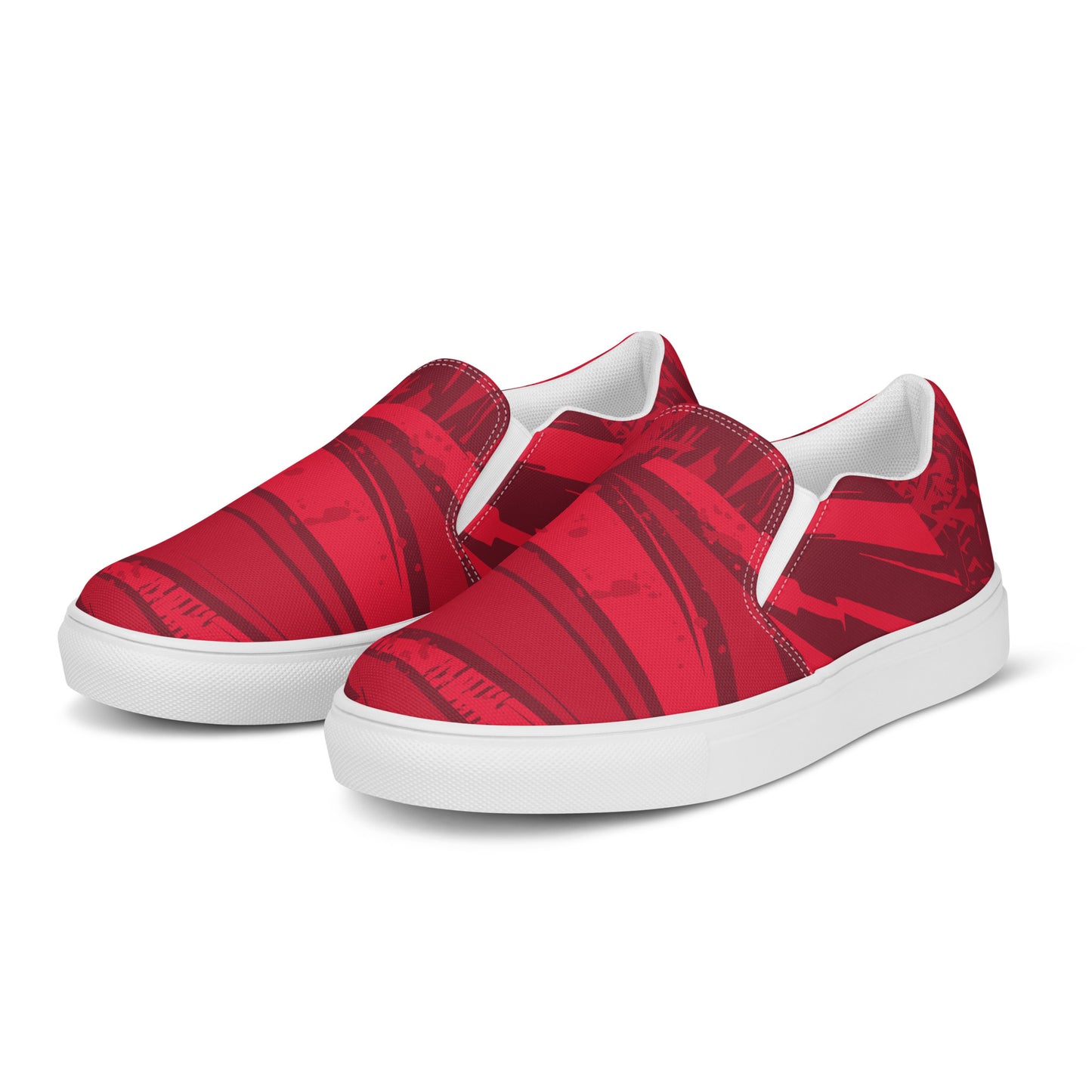 Red jersey pattern Women’s slip-on canvas shoes