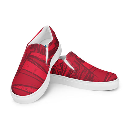 Red jersey pattern Women’s slip-on canvas shoes